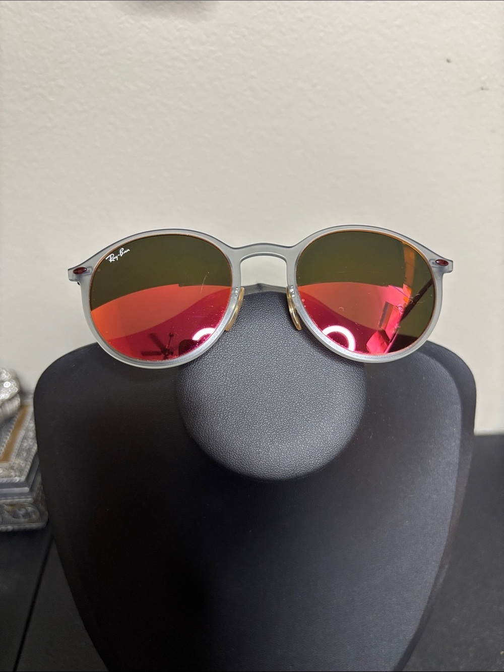 Rayban RB4224 650/6Q Tech-Lightray Round Matte Transparent Grey w/ Red Mirror